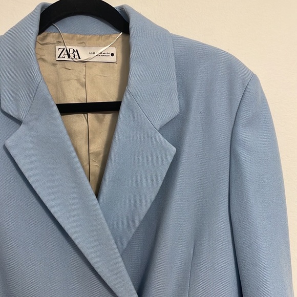 Zara blue long coat XS NWOT - Picture 3 of 10